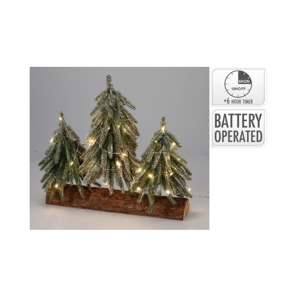 ALBERI 3 SU BASE LEGNO 40 LED 13X27